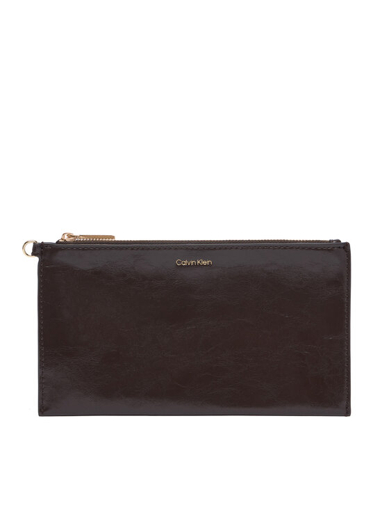 Calvin Klein Calvin Klein Дамска чанта Foil Logo Glossy Tote W/ Pouch LV04F3537G Кафяв