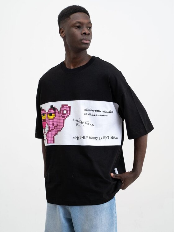 Machinist Machinist T-Shirt Koszulka Z Krótkim Rękawem Oversize Czarna Machinist Pink Panther M Czarny Oversize
