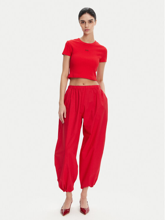 PINKO PINKO Hlače iz tkanine 105210 A2LD Rdeča Relaxed Fit