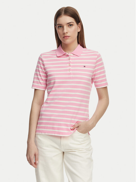 Tommy Hilfiger Tommy Hilfiger Polo marškinėliai 1985 WW0WW43224 Šviesiai rožinė Regular Fit