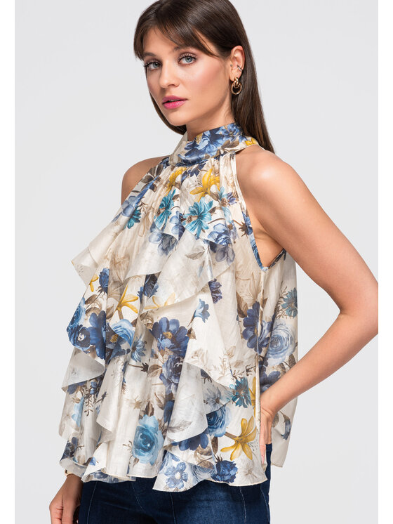 Ombre Ombre Bluzka OW-TS-E0040 Niebieski Loose Fit