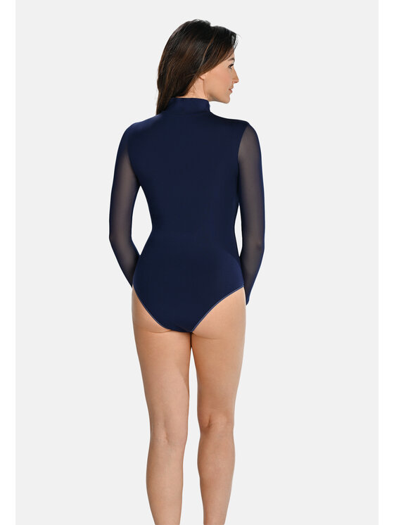 Teyli Teyli Body z półgolfem i transparentnymi rękawami Nelly Niebieski Regular Fit