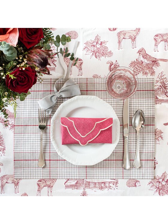 Roseberry Home Roseberry Home Obrus Toile de Jouy Red Forest Czerwony