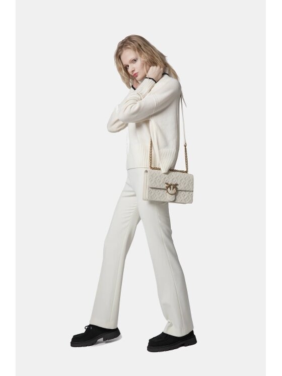 PINKO PINKO Kalhoty z materiálu Pita Bílá Regular Fit