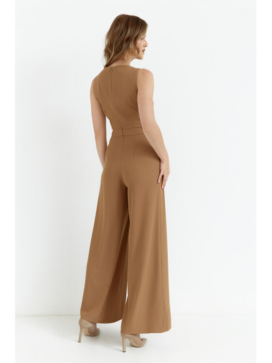 Makover Makover Kombinezon K184 Beżowy Modern Slim Fit