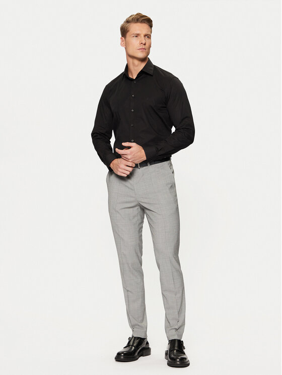 Calvin Klein Calvin Klein Marškiniai Poplin Stretch Regular Shirt K10K109509 Juoda Slim Fit