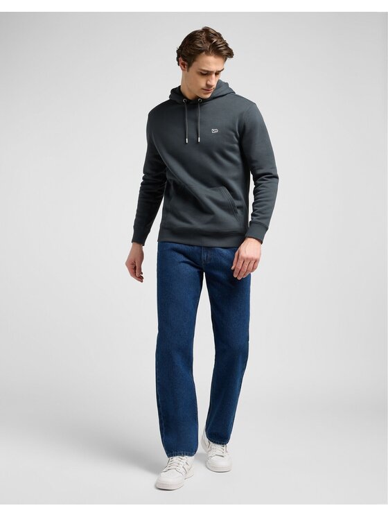 Lee Lee Bluza PLAIN HOODIE Czarny Regular Fit