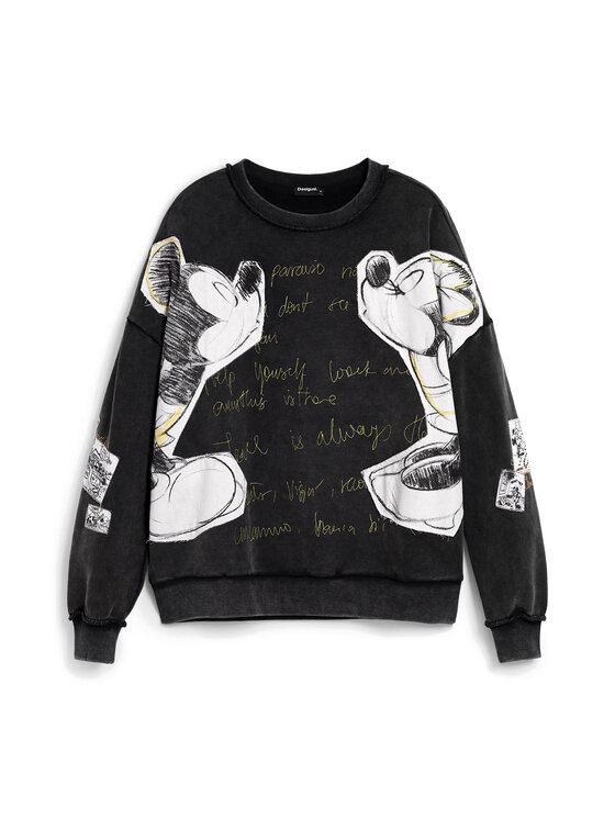 Desigual Desigual Mikina Kiss Mickey 26SWSK08 Černá Relaxed Fit