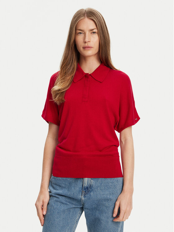 Tommy Hilfiger Polo WW0WW45652 Czerwony Regular Fit