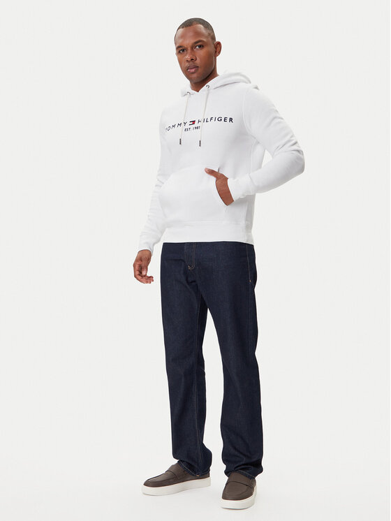 Tommy Hilfiger Tommy Hilfiger Pulóver Logo MW0MW11599 Fehér Regular Fit