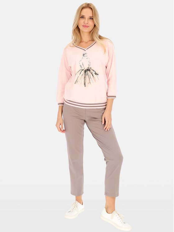 Perso Perso Spodnie damskie PTE242402F Brązowy Fitted Fit