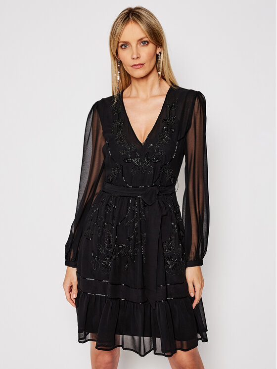 TWINSET TWINSET Коктейлна рокля 202TP235B Черен Regular Fit