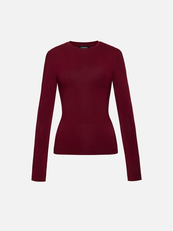 La Mania La Mania Longsleeve APRIL Bordowy Basic Fit