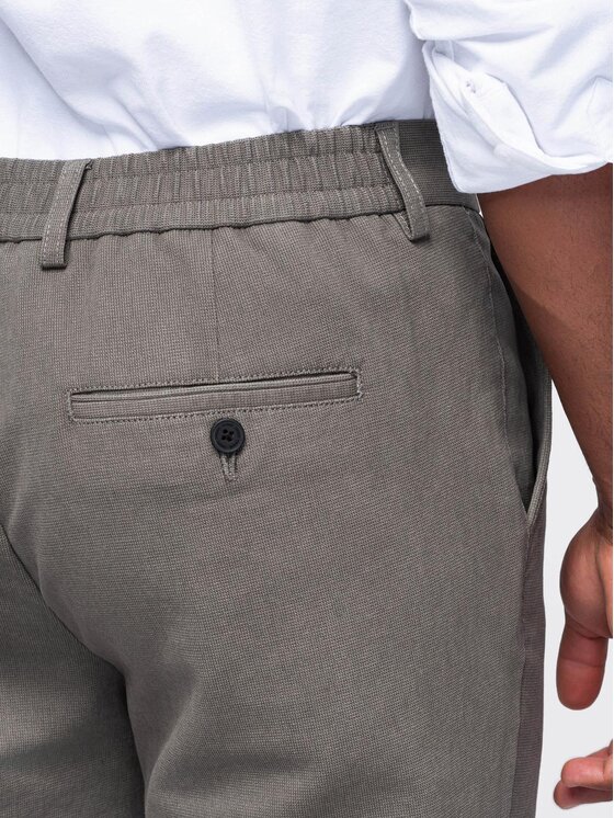 Ombre Ombre Chinosy OM-PACP-0308 Beżowy ciemny Slim Fit