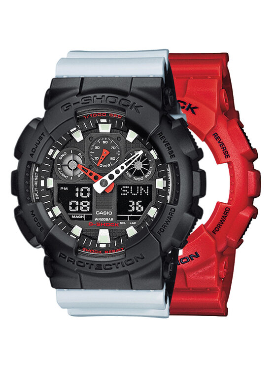 Casio Casio Zegarek SET GA-100B-4AER + BEZEL 10358741 + PASEK 10527469 Biały