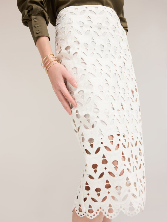 Motivi Motivi Gonna midi 1018Q001182N011 Bianco Slim Fit
