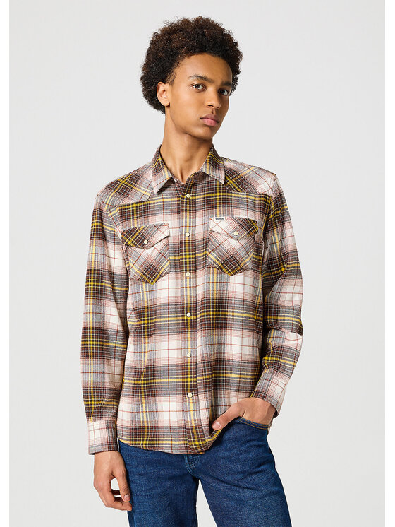Wrangler Wrangler Camicia WESTERN SHIRT 112357247 Marrone Regular Fit