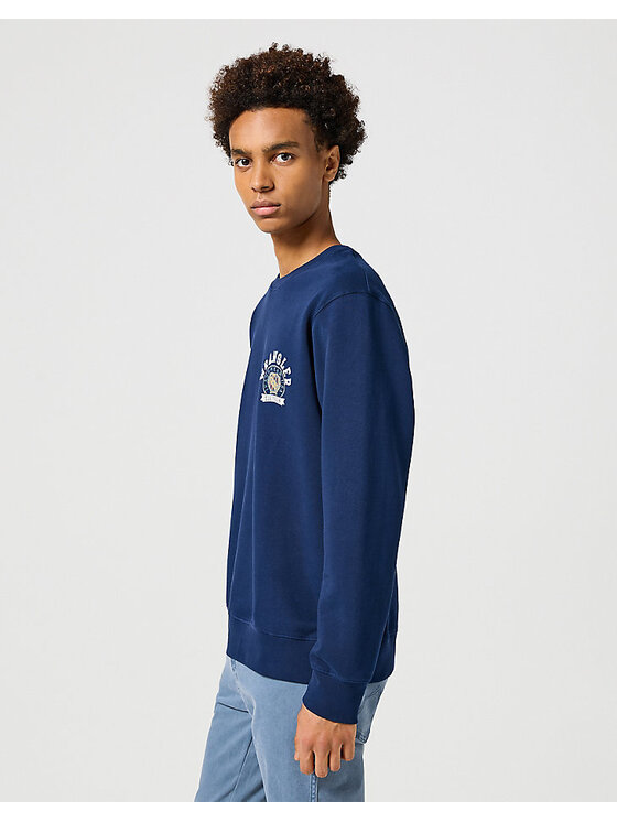 Wrangler Wrangler Bluza CREWNECK SWEATSHIRT Niebieski Loose Fit