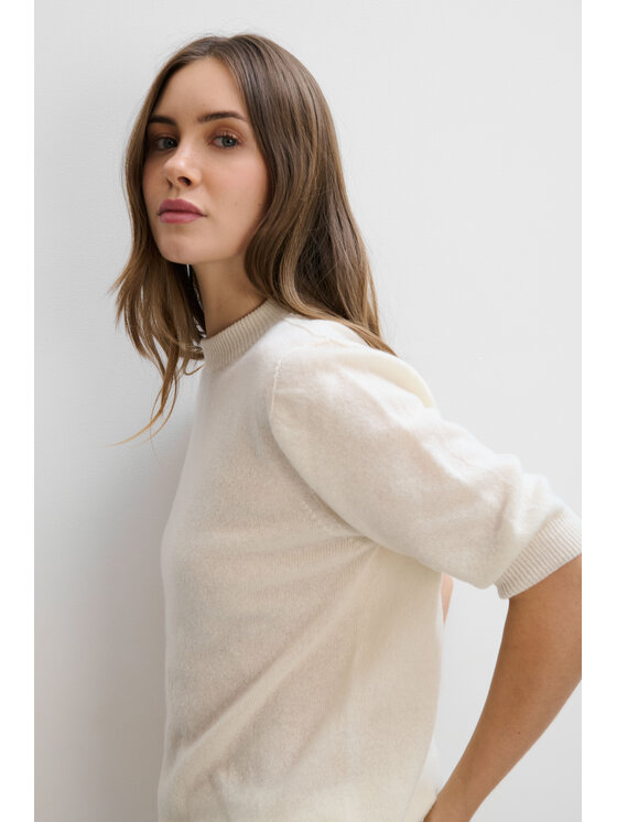 Fobya Fobya Bluzka F2120 Kremowy Basic Fit