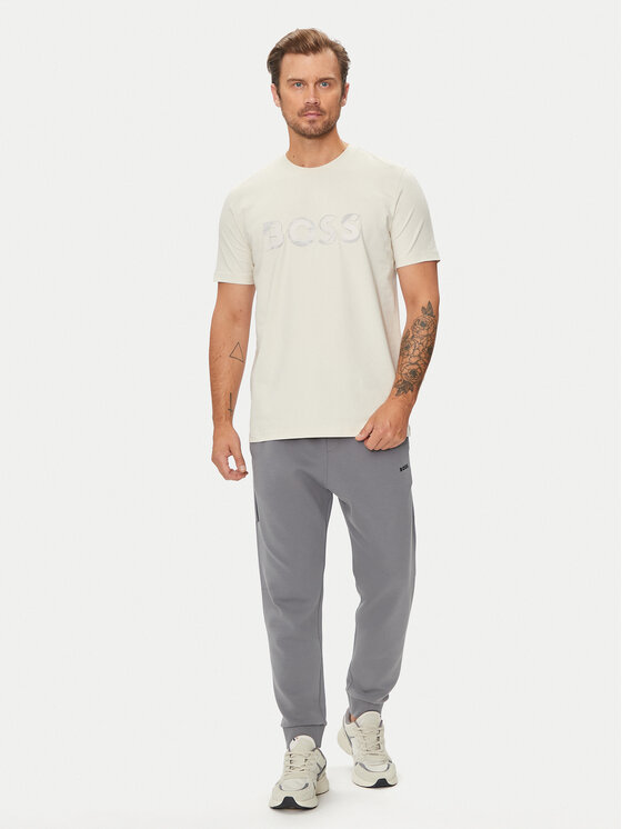 BOSS Boss Tričko Jagged 1 50519365 Écru Relaxed Fit