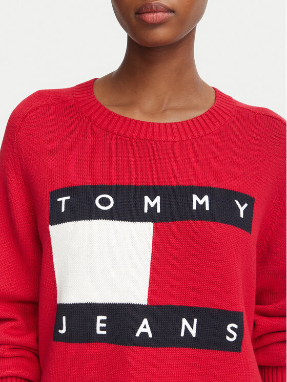 Tommy Jeans Tommy Jeans Sweter Flag DW0DW23450 Czerwony Regular Fit
