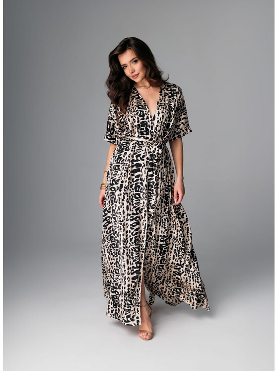 Aurora Aurora Sukienka wieczorowa Nairobi Leopard Czarny Feminine Fit