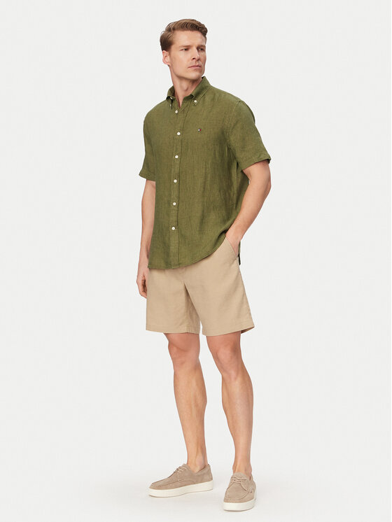 Tommy Hilfiger Tommy Hilfiger Риза MW0MW41531 Тъмнозелен Regular Fit