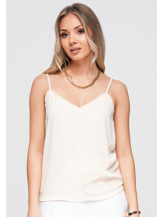 Ombre Ombre Bluzka OW-TS-E0057 Beżowy Loose Fit