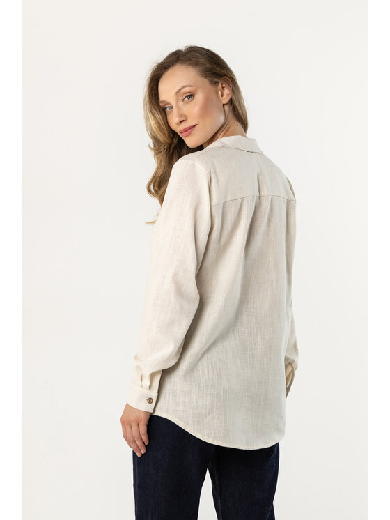 Awama Awama Koszula A768 Beżowy Basic Fit