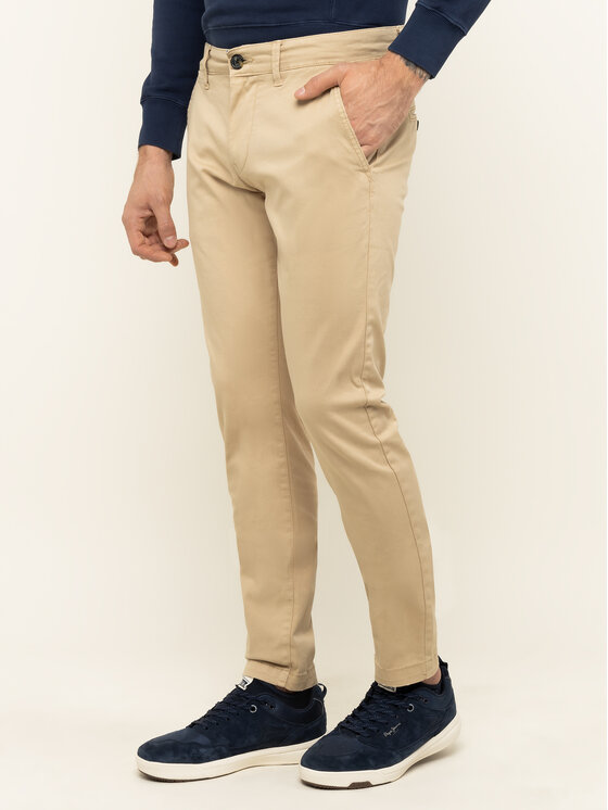 Pepe Jeans Medžiaginės kelnės Charly PM210992 Smėlio Slim Fit • Modivo.lt