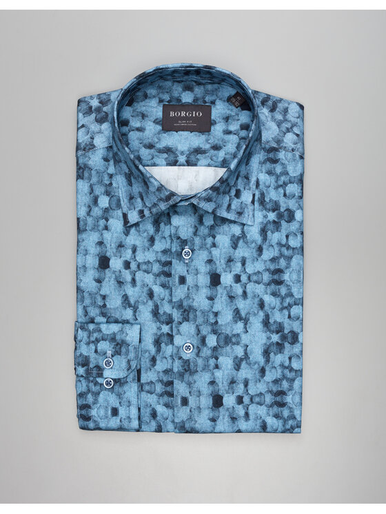 Borgio Borgio Koszula calimera_00542 Granatowy Slim Fit