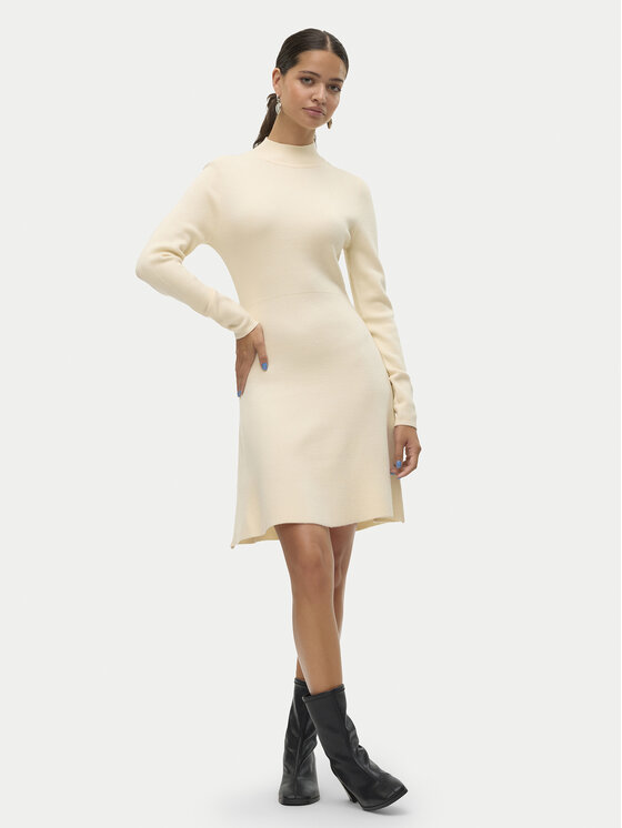 Vero Moda Vero Moda Pletena obleka Gold 10311379 Écru Regular Fit