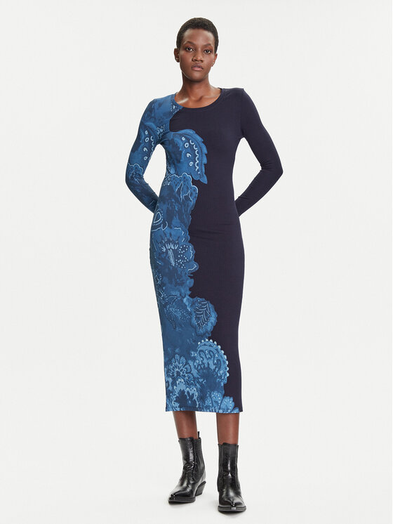 Desigual Desigual Ежедневна рокля Limbani 25WWVK31 Тъмносин Slim Fit