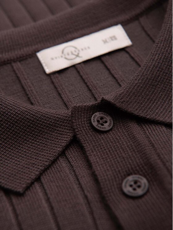 Ombre Ombre Polo OM-POSS-0180 Brązowy ciemny Slim Fit
