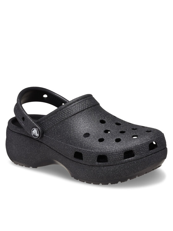 Crocs Crocs Šlepetės Classic Platform Glitter Clog W 207241 Juoda