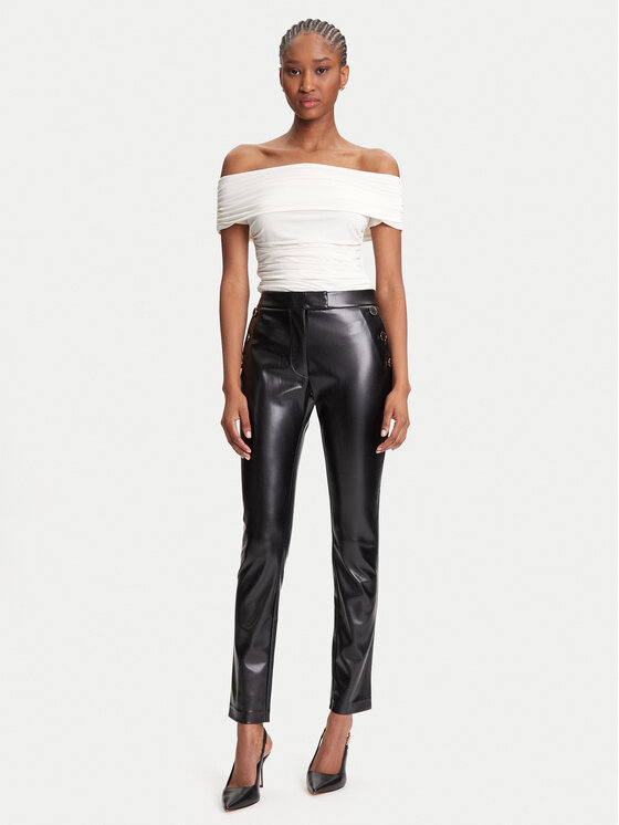 Marciano Guess Marciano Guess Pantaloni din imitație de piele 5YGB16 7363A Negru Slim Fit