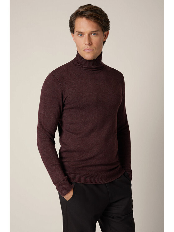 Lancerto Lancerto Sweter Sigmar SW073225000082 Bordowy Regular Fit