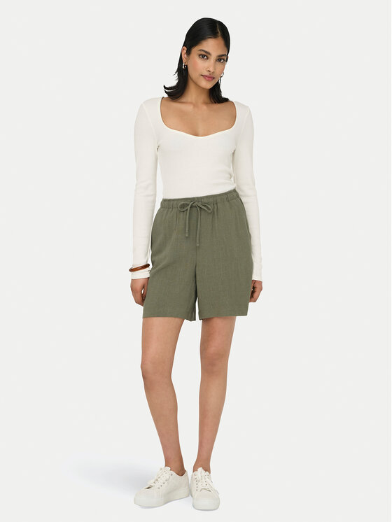 ONLY ONLY Kratke hlače iz tkanine Siesta 15333032 Zelena Loose Fit