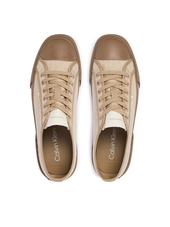 Calvin Klein Calvin Klein Sportbačiai Vulc Low Laceup Aop Canvas HW0HW03142 Smėlio