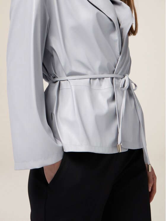 Oltre Oltre Giacca in similpelle R323J000263N013 Grigio A-Line Fit