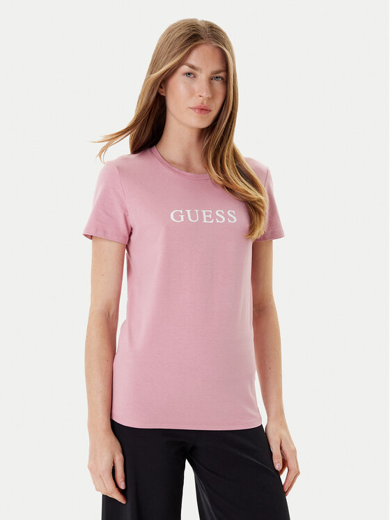 Guess Guess T-Shirt O5RI01 KBBU1 Różowy Regular Fit