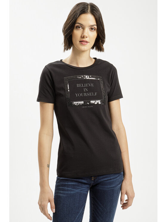 Cross Jeans Cross Jeans T-Shirt 56147-020 Czarny Regular Fit