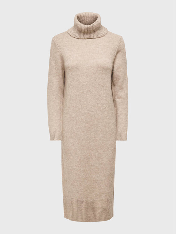 ONLY ONLY Sukienka dzianinowa Brandie 15214595 Beżowy Regular Fit