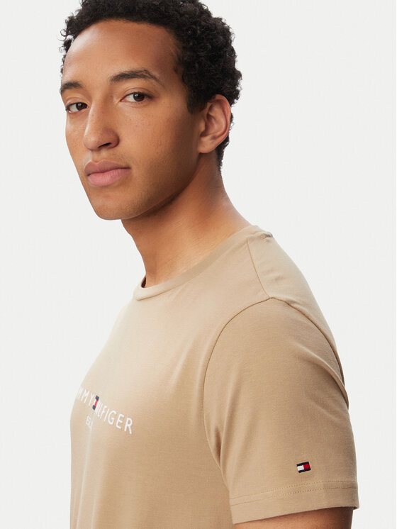 Tommy Hilfiger Tommy Hilfiger Тишърт Logo Tee MW0MW11797 Бежов Slim Fit