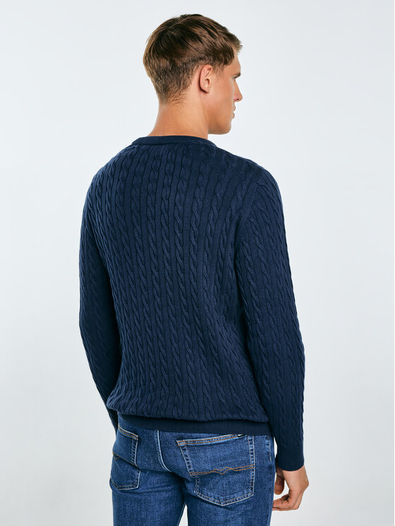 BIG STAR BIG STAR Sweter AMARIS Granatowy Basic Fit
