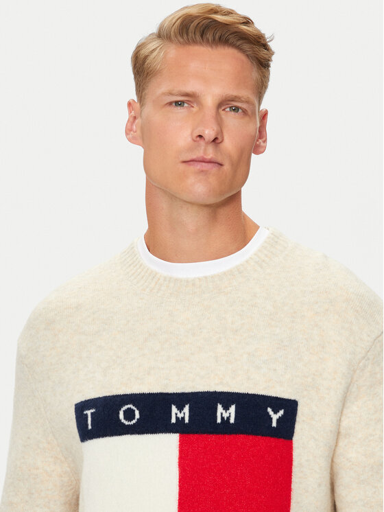 Tommy Jeans Tommy Jeans Sweter Flag DM0DM19442 Beżowy Regular Fit