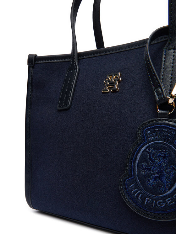 Tommy Hilfiger Tommy Hilfiger Ročna torba Th City Small Tote Melton AW0AW17852 Mornarsko modra