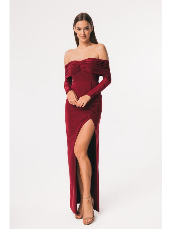 Aurora Aurora Večerní šaty Morticia Bordó Feminine Fit