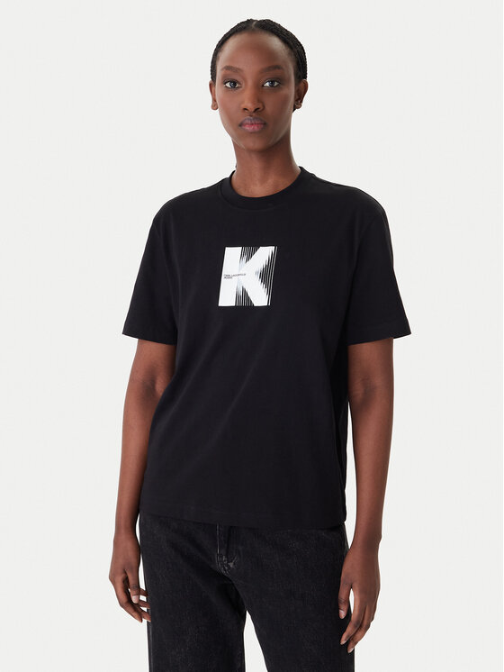 Karl Lagerfeld Jeans Karl Lagerfeld Jeans Tričko B1W17055 Čierna Relaxed Fit