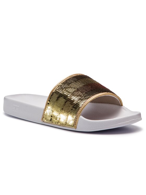 tommy hilfiger gold slides
